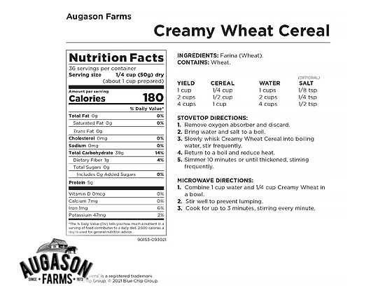 Augason Farms: Creamy Wheat Cereal